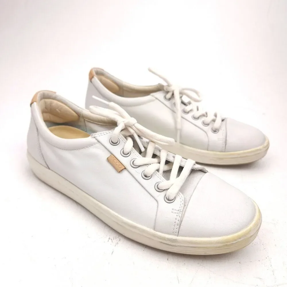 ECCO SOFT 7 Womens 8-8.5 Street Shoes Casual Sneakers Leather EU 39